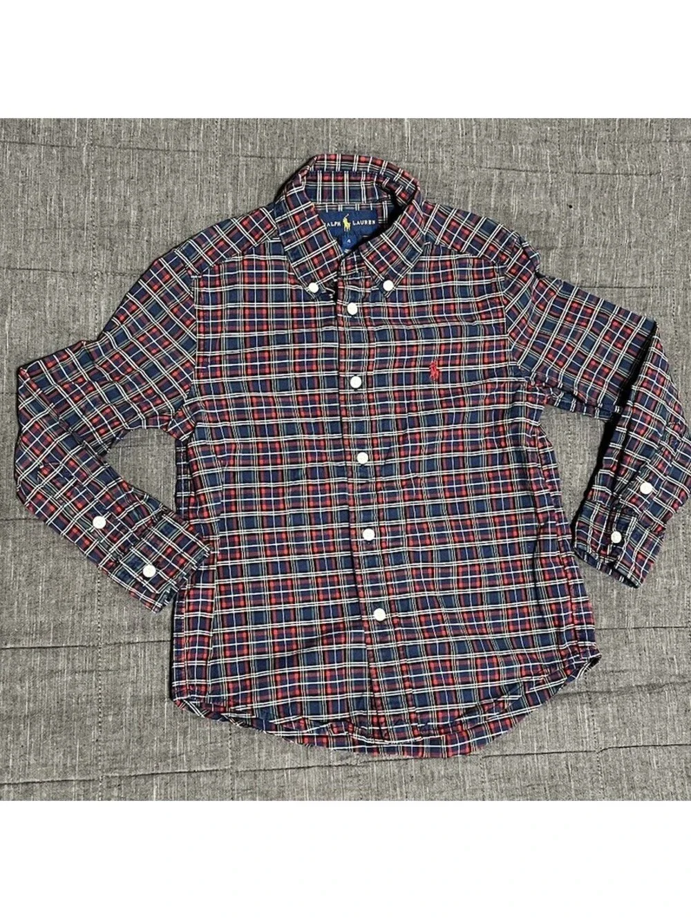 Ralph Lauren Blue & Red Plaid Dress Shirt Red Pony L/S Boys size 4